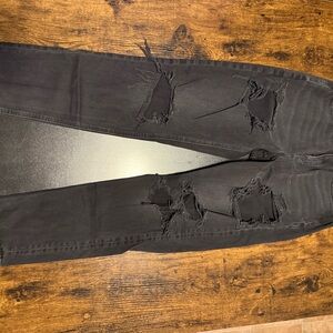 American Eagle Black Ripped Mom High Rise Jeans